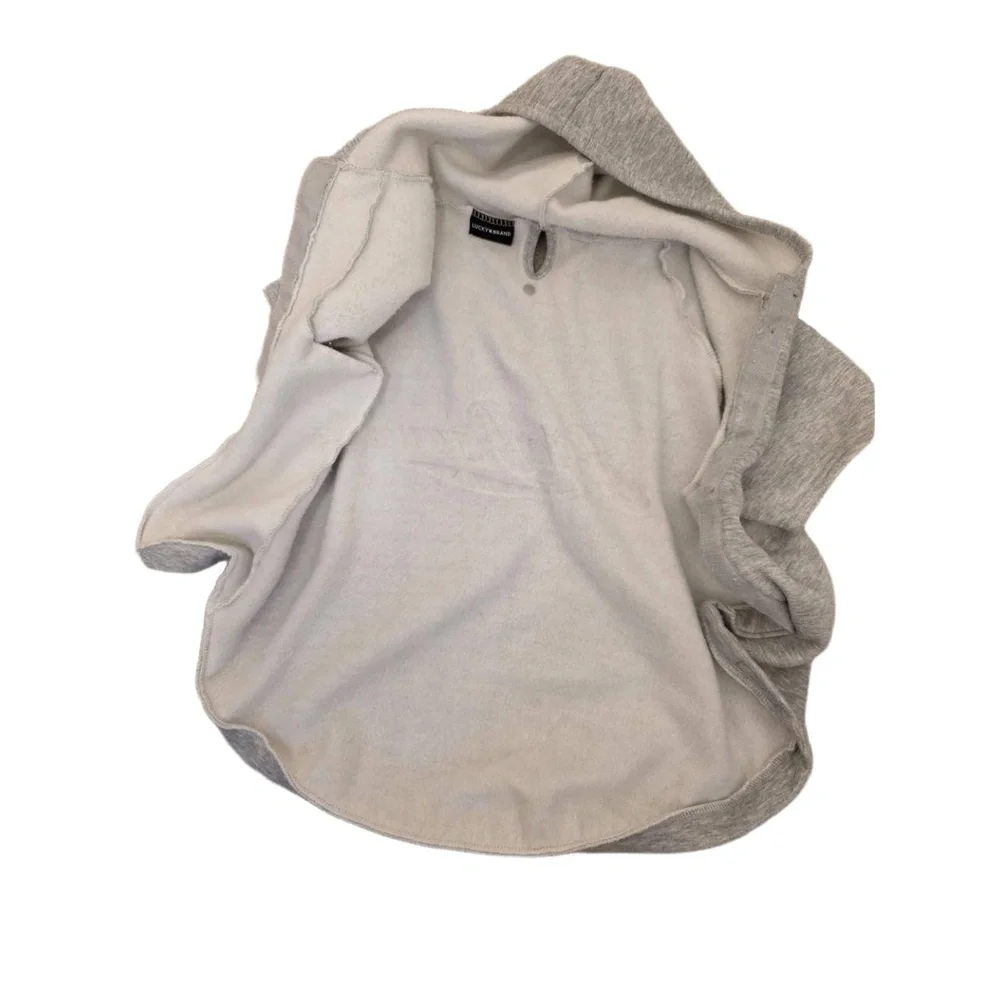 Lucky Brand Light Grey Hood Graphic Print‎ Dog Coat Velcro Closure Leash Hole